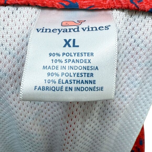 Vineyard Vines Mens Swim Trunks XL Coral Red Blue Fish Elastic Drawstring Shorts - Picture 6 of 9
